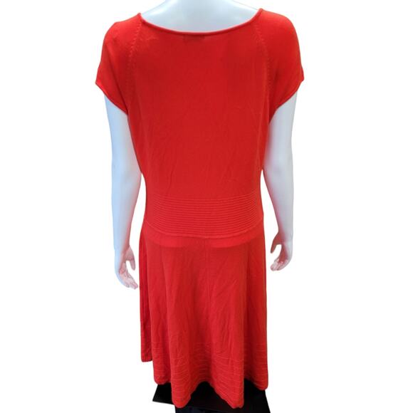 Eliza J Red Knit Maxi Dress Sz 12 Fit & Flare Drop Waist Dopamine Dressing - Picture 4 of 7
